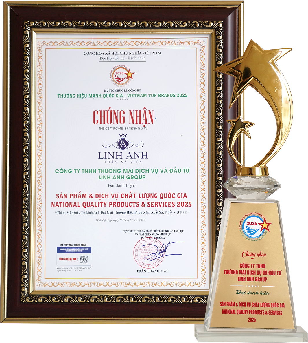 Chứng nhận Thương hiệu phun xăm hàng đầu Việt Nam 2025 – Top Brands Việt Nam