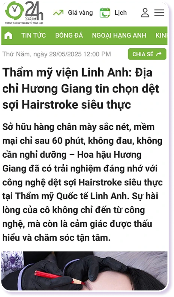 24h: Thẩm mỹ viện Linh Anh: Địa chỉ Hương Giang tin chọn dệt sợi Hairstroke siêu thực
