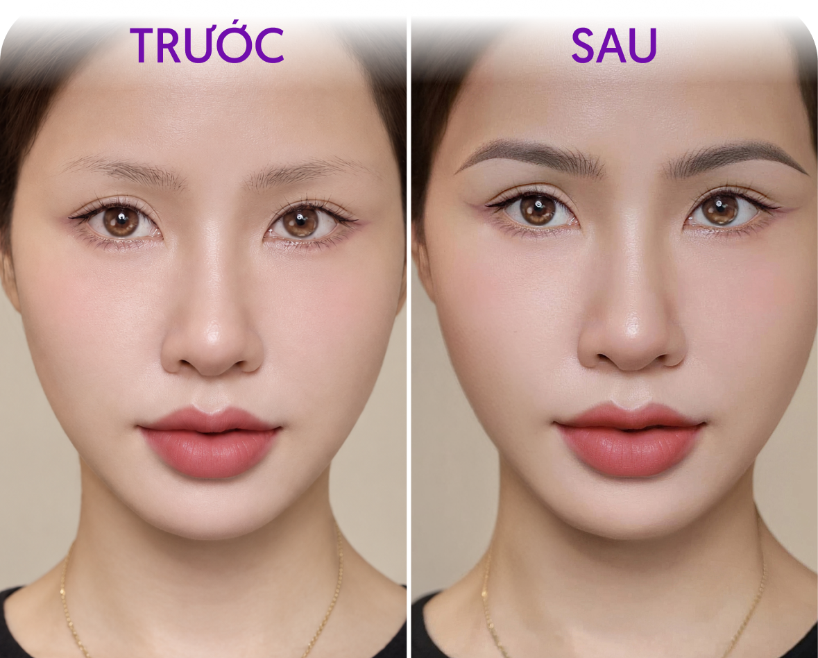 Trước và sau phun mày – Khách hàng Hồng Ân