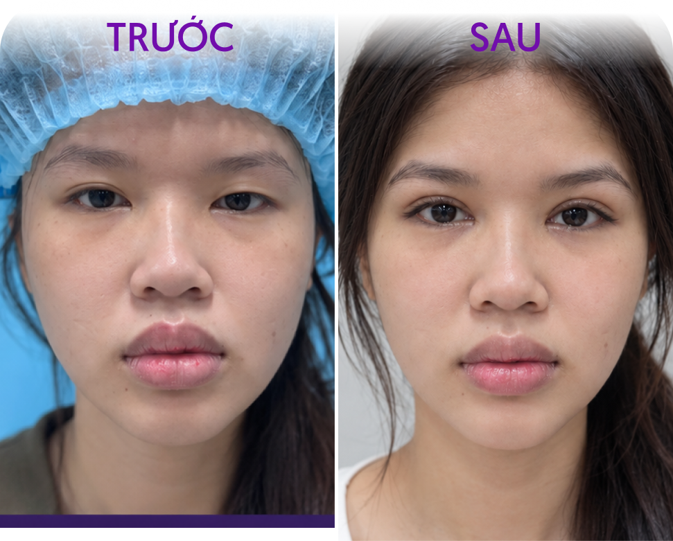 Trước và sau Tạo hình mắt thiên nga – khách hàng Phương Anh, 22 tuổi, tại Thẩm mỹ Linh Anh