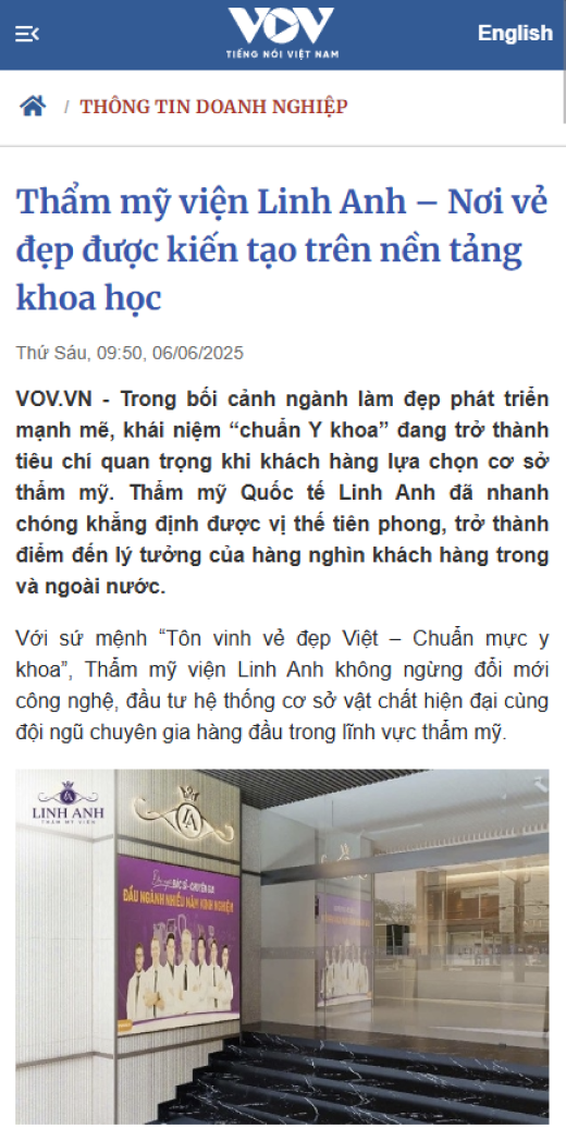 VOV: Thẩm mỹ viện Linh Anh: Nơi vẻ đẹp được kiến tạo trên nền tảng khoa học