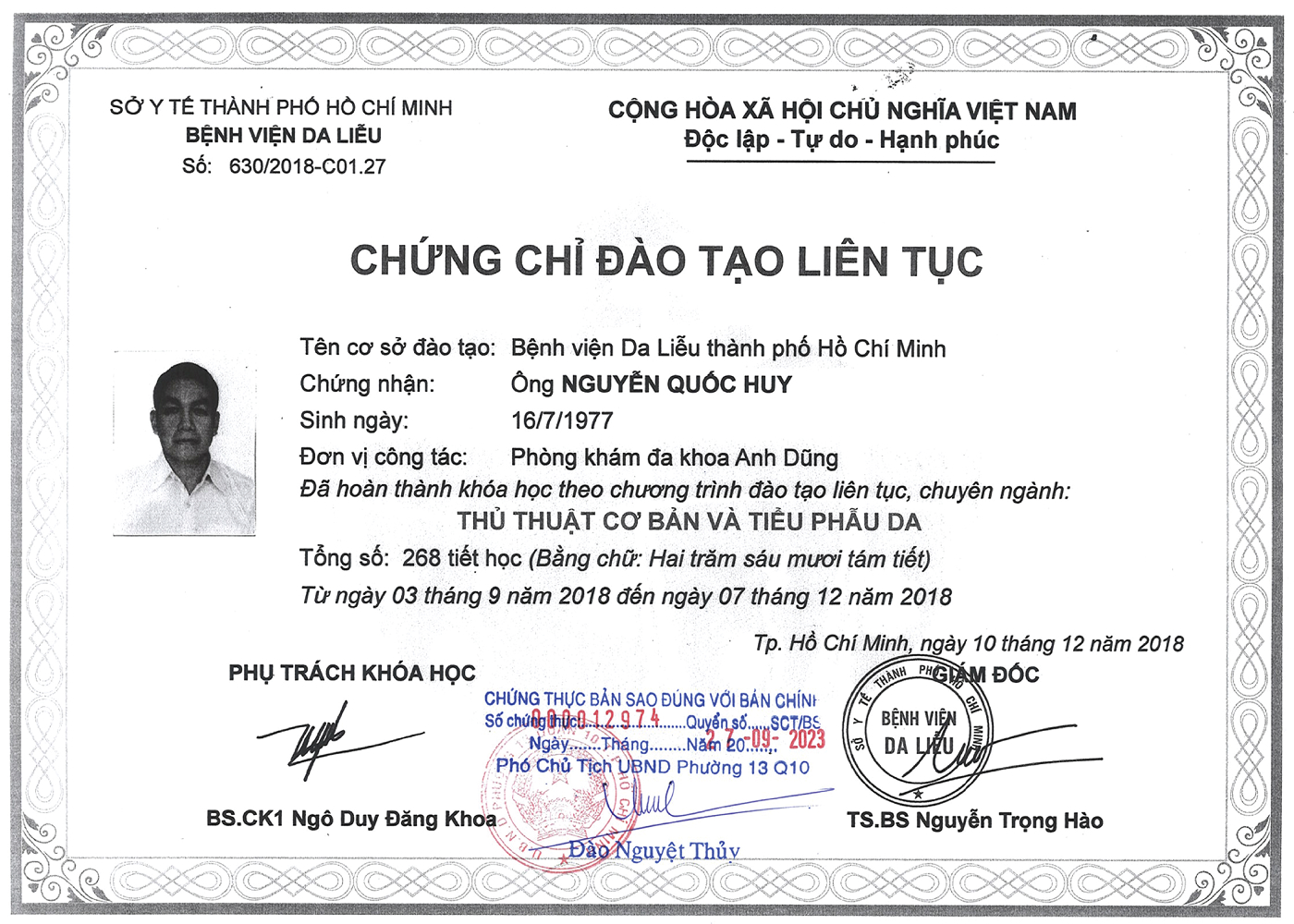 Chứng nhận đào tạo chuyên môn