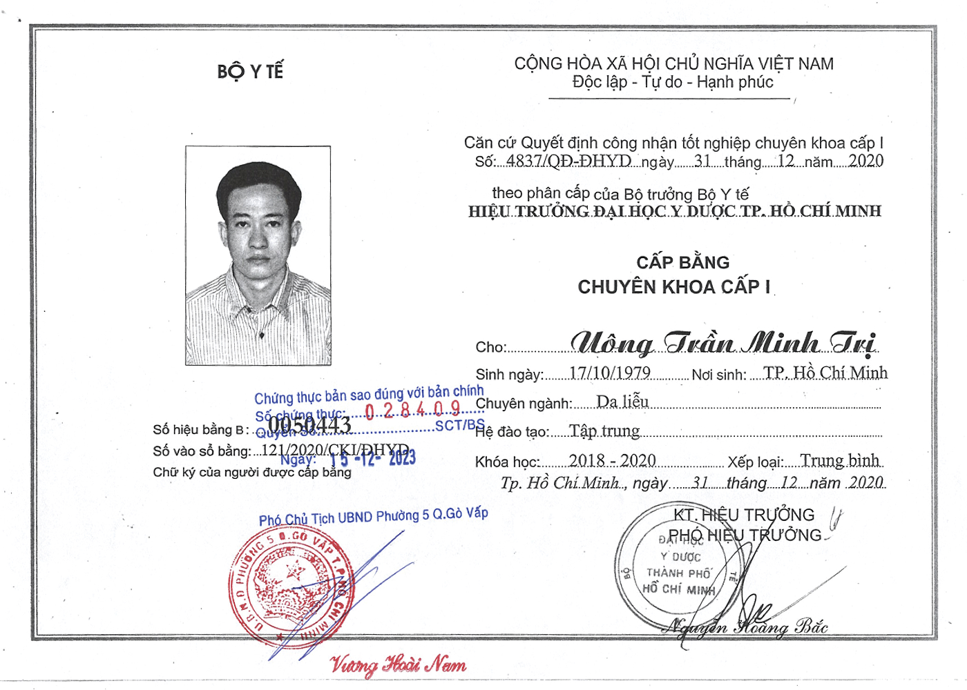 Chứng nhận Chuyên khoa I – ĐH Y Dược TP.HCM