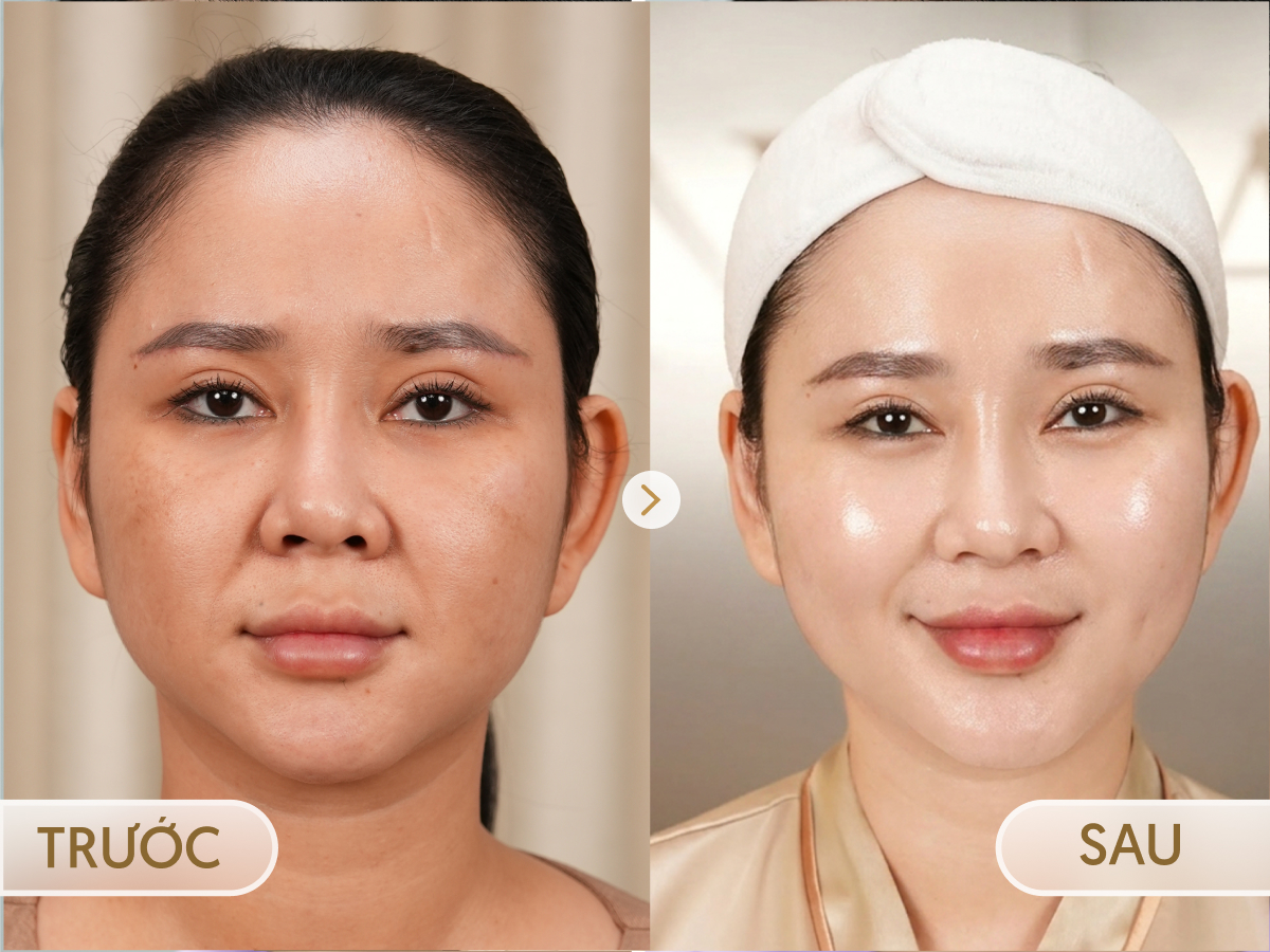 Trước và sau khi điều trị HIFU: Thanh Huyền, 41 tuổi